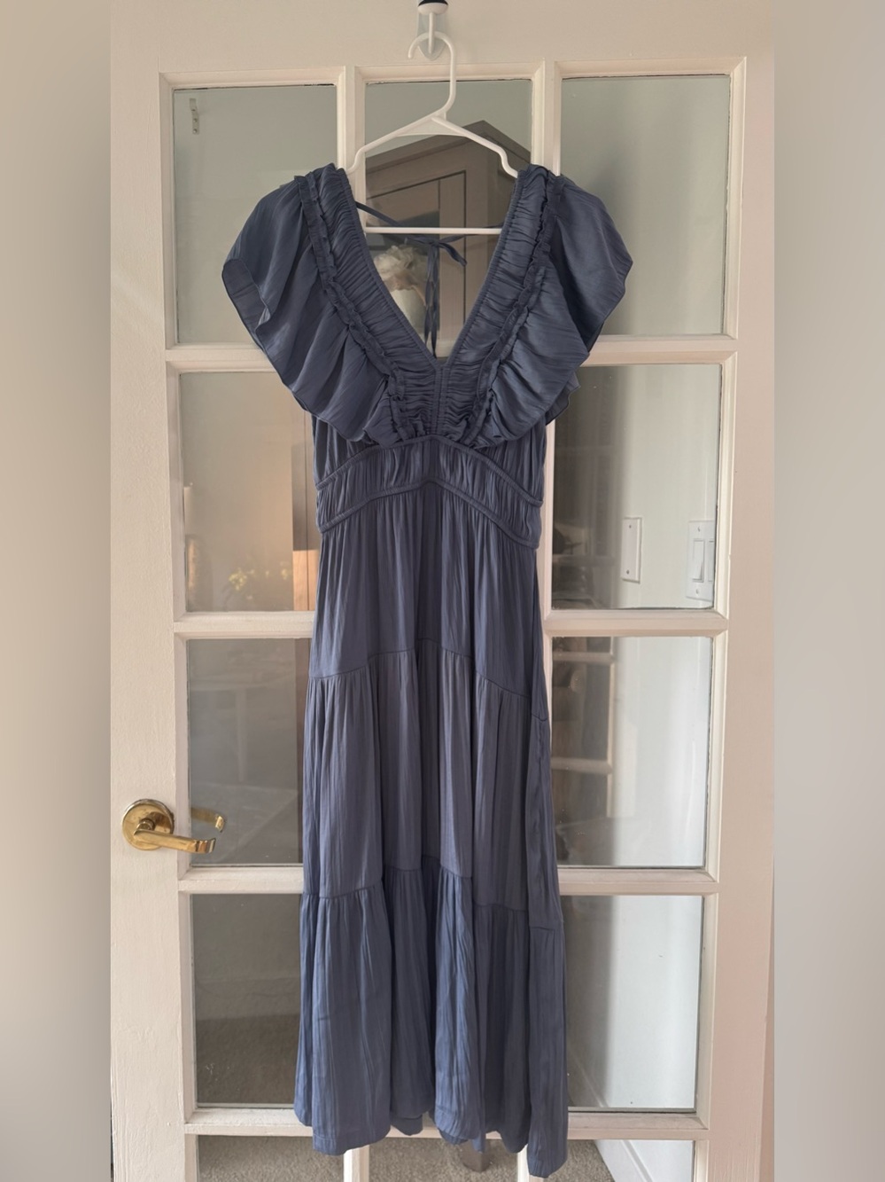 Joie Women’s Blue Ruffle V-Neck Maxi Dress Size S